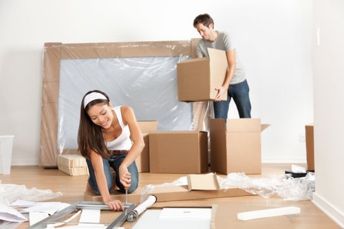 Residential local removals in Docklands with moving boxes and furniture