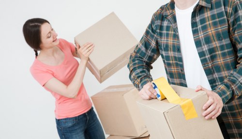 Packed boxes and checklist prepared for removals in Docklands