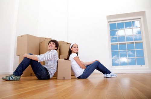 Docklands resident organizing boxes for mobile self storage